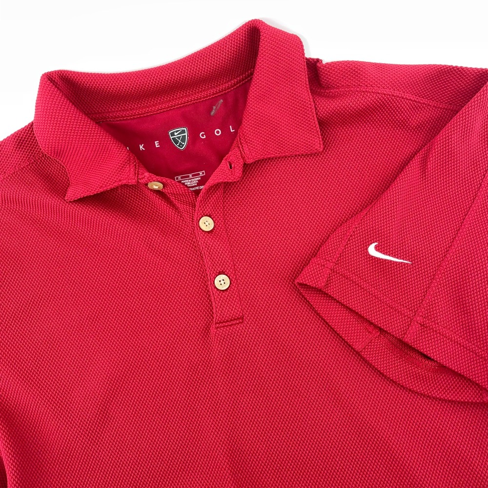 Nike Golf Sphere Dry Polo Shirt Mens Medium Red Short Sleeve Athletic Casual